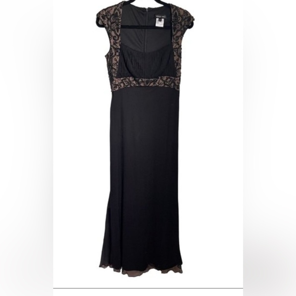 Tadashi Shoji Floor Silk Beaded Floor Length Gown Petite size 2